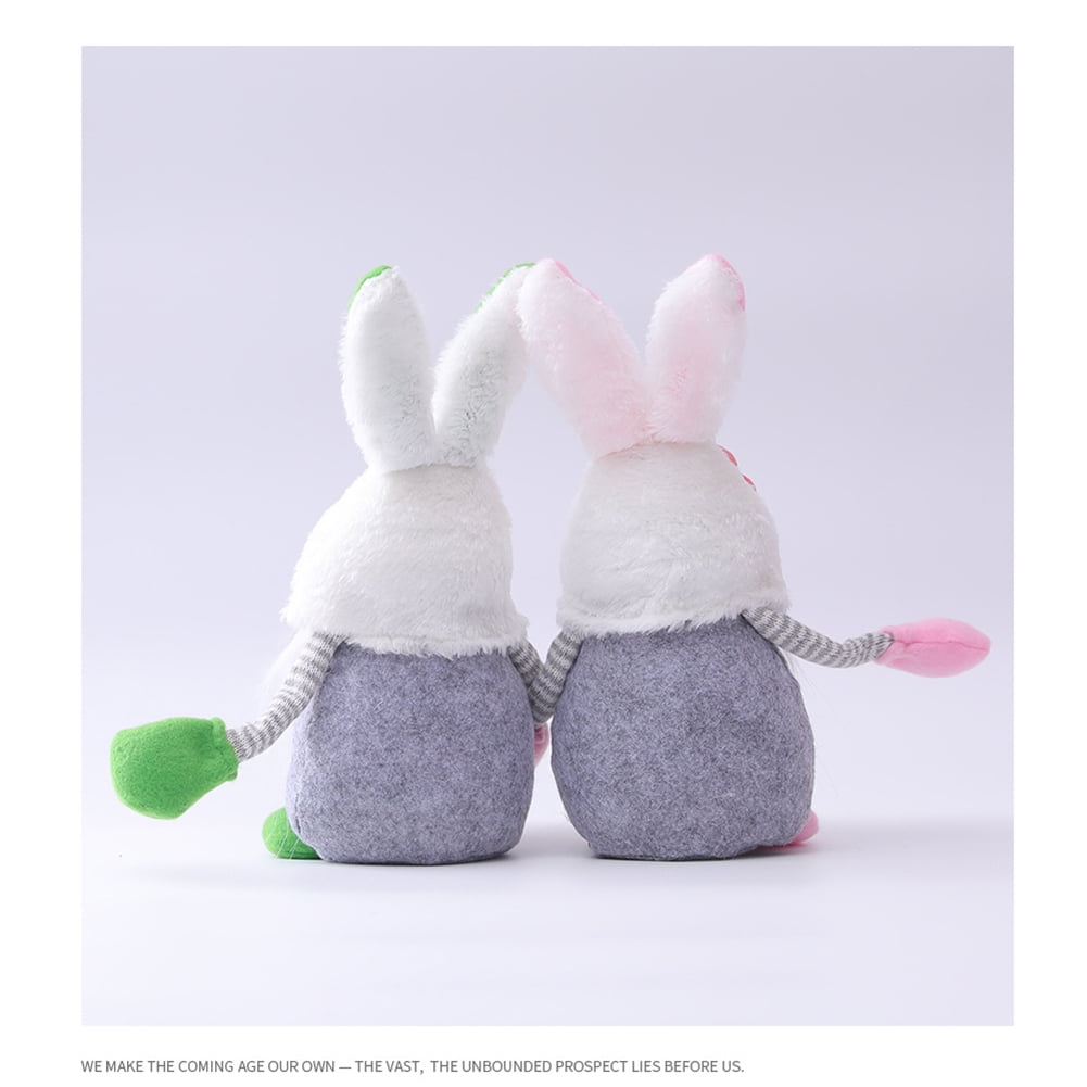 Kepooman 2 Packs Floral Faceless Mr and Mrs Gnome Bunny Doll for Decor Gifts, Multi-color