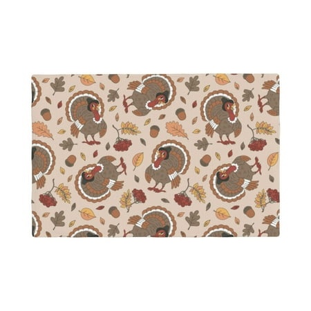 

Placemats Set of 4 Cute Autumn Turkey Heat Resistant Non - Slip Place mats Waterproof table mat for Kitchen Dining-4片装