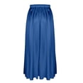 thumbnail image 5 of LWavelet Women Satin Flared Midi Skirt Elastic Drawstring Waist Elegant Evening Wedding Guest Skirt Royal Blue L, 5 of 6