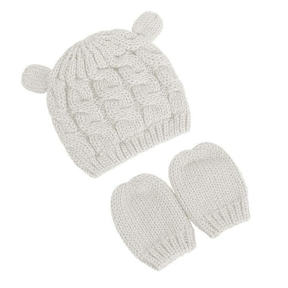 Baby Gloves and Hat Set 1Set Warm Knitted Hat for Kids