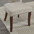 thumbnail image 5 of Farmhouse Dining Chairs Set of 2, Linen Fabric  Accent Chair Curved Backrest with Copper Nails around, Kitchen Chairs with Hardwood Frame, 5 of 8