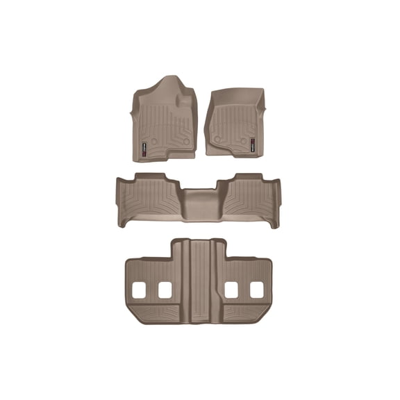 WeatherTech Custom Fit FloorLiners compatible with 2007-2010 Cadillac Escalade ESV - Complete Set (1st, 2nd, & 3rd Row), Tan