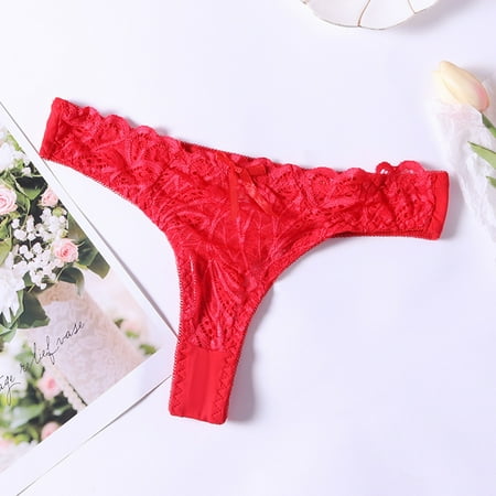 

Tangnade Plus Size Lingerie For Women Fashion New Hot Panties For Women Lace Through Hollow Out Cotton Low Waist Lace Thong