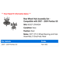 thumbnail image 2 of Rear Wheel Hub Assembly Set - Compatible with 2007 - 2009 Pontiac G5 2008, 2 of 2