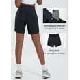 thumbnail image 3 of BALEAF Women's 7" Long Running Shorts Athletic Workout Gym Quick Dry Hiking Shorts High Waisted Zipper Pocket Black L, 3 of 7
