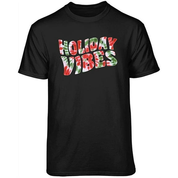 Teelocity Holiday Vibes Graphic T-Shirt (Medium - Standard Fit, Black)