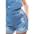 thumbnail image 4 of Fashion2Love Women's Juniors Adjustable Straps Relaxed Fit Ripped Distressed Short Jumper Overalls, 4 of 8