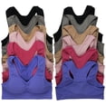 thumbnail image 2 of ToBeInStyle Womens Pack of 6 Comfortable and Supportive Racerback Sports Bras, 2 of 5