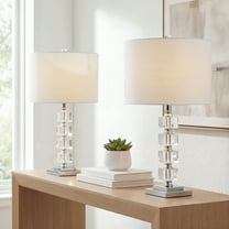 JONATHAN Y Barnard 22" LED Crystal/Metal Table Lamp, Clear (Set of 2)