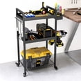 thumbnail image 6 of Jnismy 3-Tier Rolling Utility Cart with Handle,Screwdrivers Wrenches Tool Organizer Cart,Multi-functional Storage Trolley Movable Storage Organizer with Wheels,Black, 6 of 13