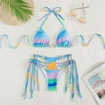 thumbnail image 4 of Ensemble de Bikini Triangle Imprimé pour Femmes, Maillot de Bain Trois Pièces avec Paréo, 4 of 7