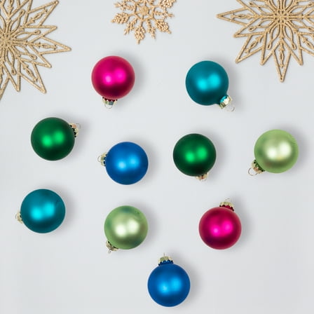 Northlight Matte Glass Christmas Ball Ornaments - 1.5" (40mm) - Multicolor - 10ct