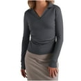 thumbnail image 2 of RYDCOT Womens Polo Shirts Long Sleeve Business Casual Tops Collared V Neck Slim Fit Blouses Basic Top 2025 Fashion Women's Clothing, 2 of 7