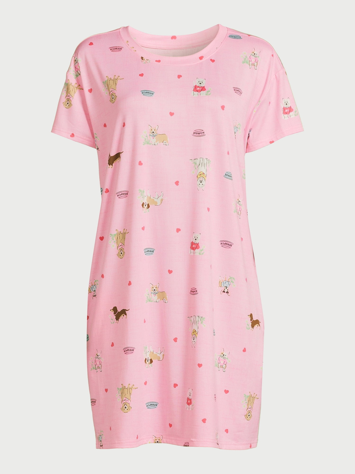 Joyspun Women's Short Sleeve Sleepshirt, Sizes S to 3X