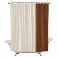 thumbnail image 2 of Boho Brown Shower Curtain for Bathroom Decor, Leather Texture Striped Tribal Farmhouse Style Waterproof Fabric Shower Curtain, 72"x72" Set with 12 Hooks, 2 of 9