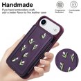 thumbnail image 5 of for iPhone Air Wallet Case, Magnetic Snap Flip PU Leather TPU Cover with Flower Design Credit Card Holder Stand Wristband Shoulder Strap Protective Phone Case for Women Girls, Purple, 5 of 9