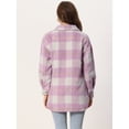 thumbnail image 4 of Chaqueta para Mujer de Lana de Tela de Cuadros con Bolsillos Botones Chaqueta con Solapa Púrpura L, 4 of 6