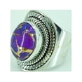 thumbnail image 2 of Navya Craft Purple Copper Turquoise 925 Sterling Silver Handmade Women Statement Ring Size 7.5, 2 of 6