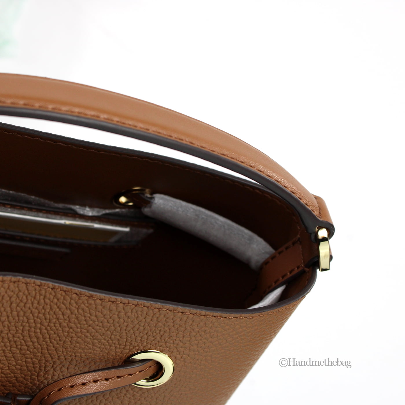 Michael Kors Mercer Small Luggage Pebbled Leather Bucket Crossbody Bag Purse