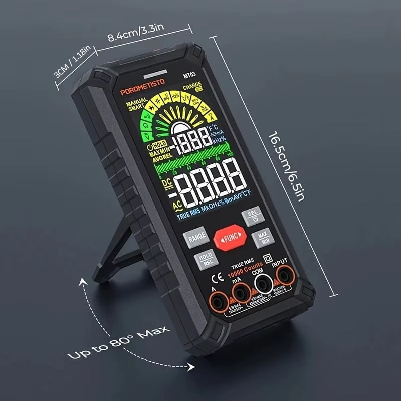 Smart Digital Multimeter, 10000 Counts, 1000V 10A, Non-Contact Voltage Detection, Auto Range, Buzzer Alarm Measures AC / DC Current, Voltage Capacitance Tester, Ohm, Hz, Capacitance, True RMS