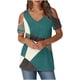 thumbnail image 1 of Tops de Algodón para las Mujeres Color Bloqueado Impreso Manga Corta Cuello en V Fuera Del Hombro, Top de Moda para Diario, 1 of 9