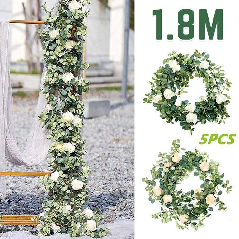 3PCS 180CM Artificial Eucalyptus Garland Flowers Artificial Vines Faux Silk  Eucalyptus Garland Greenery Wedding Backdrop Arch Wall Decor Home Decor