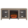 thumbnail image 3 of Evelyn&Zoe Quincy Rectangular TV Stand with Log Fireplace for TV's up to 65", Antiqued Gray Oak, 3 of 13