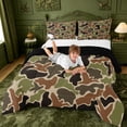 thumbnail image 3 of meiyoeat Retro Camo Print King Size Comforter Sets For Boys,Wild Animal Mallard Duck Comforters King Size For Kids, Brown Green,Black Reversible,3-Piece, 3 of 7
