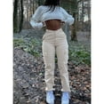 thumbnail image 3 of Women's High Waisted Cargo Pants - Casual Baggy Straight Leg Work Pants with Pockets, Stretchy Streetwear Trousers, 3 of 6