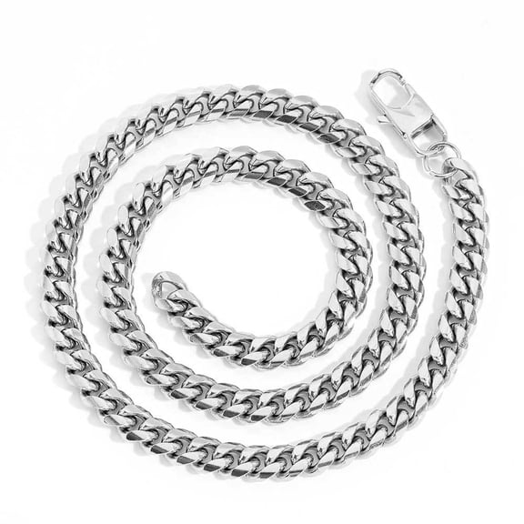Tilga Stainless Steel Cuban Link Chain Necklace for Men Women, Black/14K Gold Plated Flat Cuban Chain, 4mm/6mm/9mm/13mm Width Hip Hop Jewelry Mens Cuban Chain, 14"-30" Length-with Gift Box