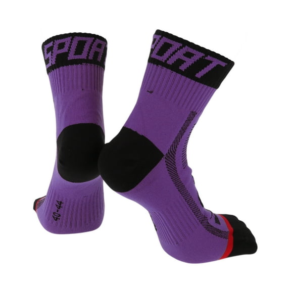 Cycling Socks Sweat-Absorbent,Anti-Friction l Outdoor Bike Socks Purple Red,Black Unsex 1 Pair Letter,Colorblocked