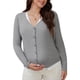 thumbnail image 1 of CAMISAS DE MATERNIDAD CHIC PARA MUJERES INSPIRE, CAMISAS DE EMBARAZO DE MANGA LARGA, CUELLO EN V, TOPS DE LACTANCIA FALSOS DE 2 PIEZAS, L GRIS, 1 of 6