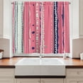 thumbnail image 2 of Ambesonne Coral Kitchen Curtains, Doodle Lines, 55"x39", Coral Indigo Coconut, 2 of 3