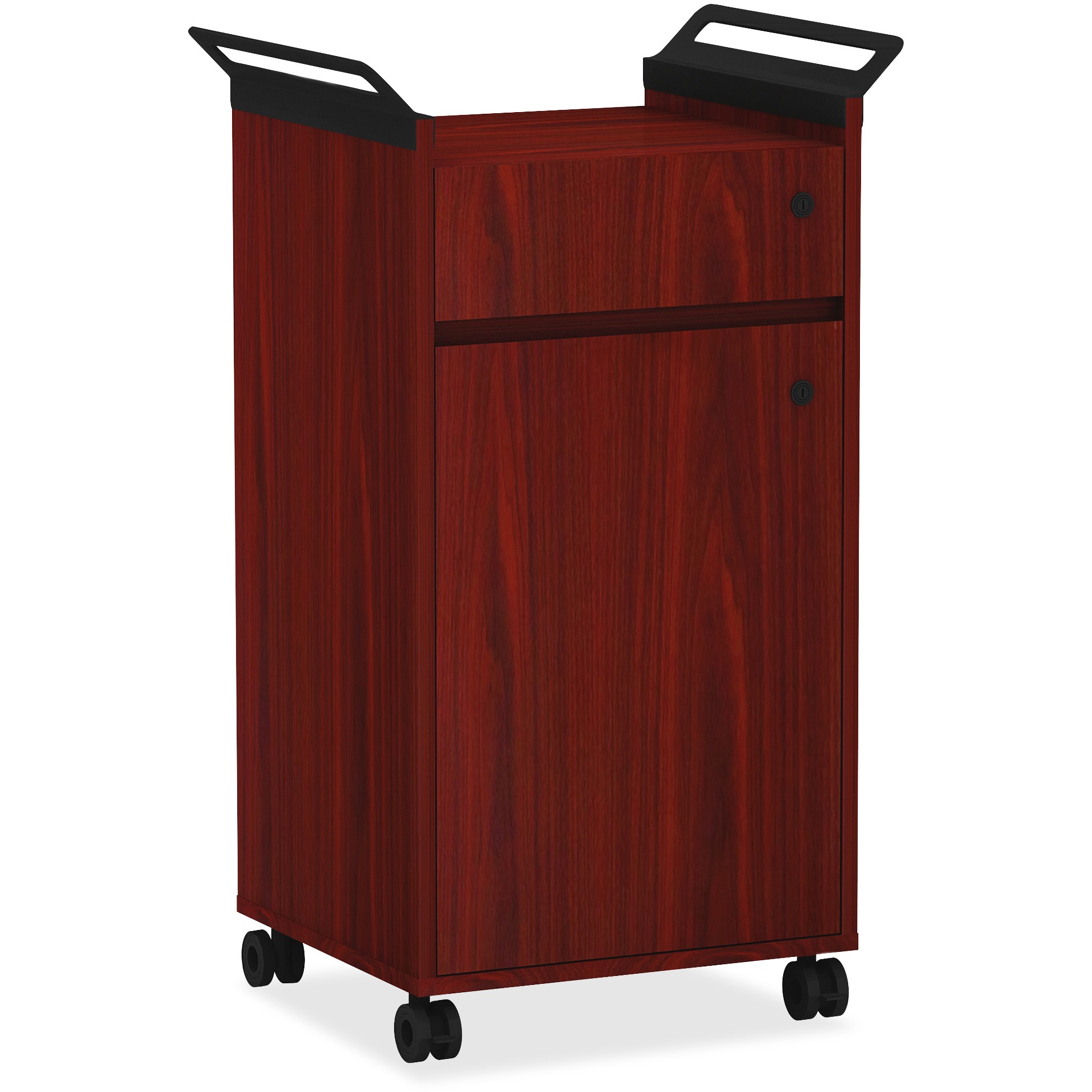 Lorell, LLR59651, Mobile Storage with Drawer, 1 Each, Mahogany