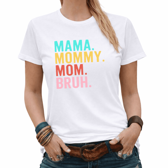 Giffimy Mama Mommy Mom Bruh Womens Print Tshirt Graphic Tees White/Black S-5XL Tops