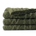 thumbnail image 6 of Battilo Olive Green Throw Blanket,Chenille Throws for Couch,Thick Chunky Cable Knit Blanket,51"x67", 6 of 8