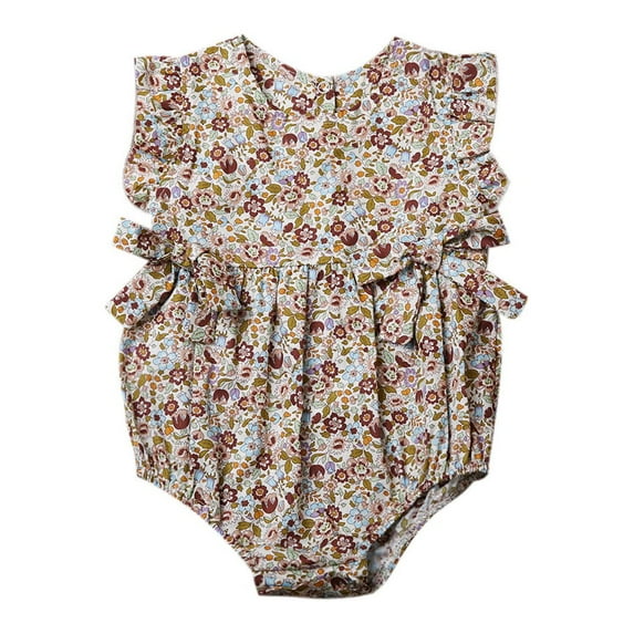 Seyurigaoka Baby Girls Sleeveless Round Neck Floral Romper Cute Hollow Out Summer Jumpsuit