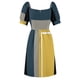 thumbnail image 5 of Patrón geométrico minimalista de medio marco 3 en amarillo mostaza azul marino blanco y gris Vestido de manga corta vestidos, 5 of 6