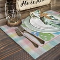 thumbnail image 2 of Rdsfhsp Easter Placemats 12x18 Inches Set of 4, Bunny Rabbit Pink Spring Holiday Farmhouse Linen Buffalo Plaid Indoor Table Mats Decorations for Holiday Home Dinner Party, 2 of 5