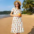 thumbnail image 4 of Balery Cute Carrot Print Vestidos sueltos de manga corta para mujer, vestidos de verano 2025, vestidos casuales de corte A con vuelo., 4 of 6