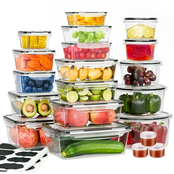 TINANA Food Storage Containers with Airtight Lids: 44 PCS Large Kitchen Storage Containers for Pantry Organizers and Storage, BPA-Free Meal Prep Container with Labels & Marker