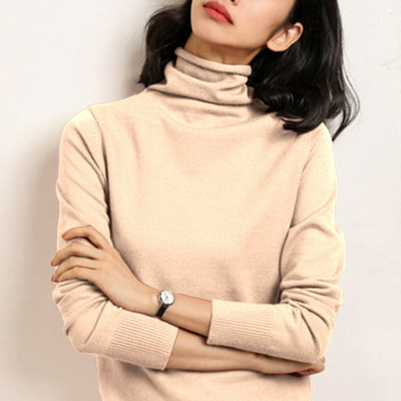 Beige Sweaters for Women Fall/winter Turtleneck Sweater Women Pile Neck Pullover Sweater Slim Bottoming Sweater Womens Fall Fashion 2025