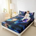 thumbnail image 4 of Castle Fairy Magical Dragon 4 Pieces Queen Sheet Sets for Boys Girls,Abstract Gradient Animal Ultra Soft Flat Sheet,Ombre Starry Sky Queen Fitted Sheet,Lightweight Room Decor, 4 of 7