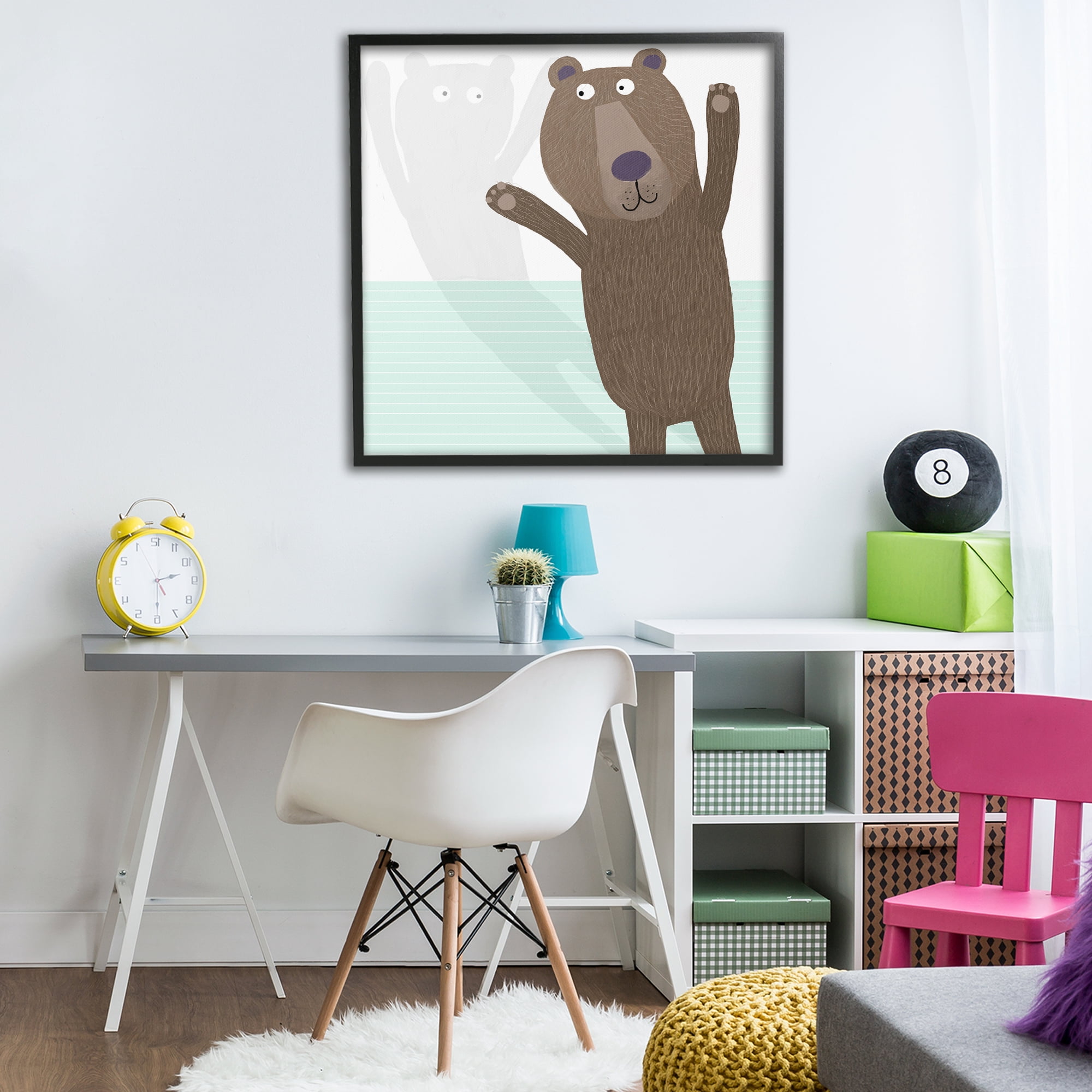 Stupell Industries Whimsical Bear Shadow Black Framed Giclee Art, design by Carla Daly