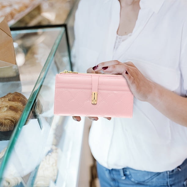 Cartera larga para mujer (2023) con cremallera y cierre a presión | Tarjetero y funda para teléfono de piel sintética de gran capacidad | Correa desmontable para llevarla cruzada, al hombro o en la