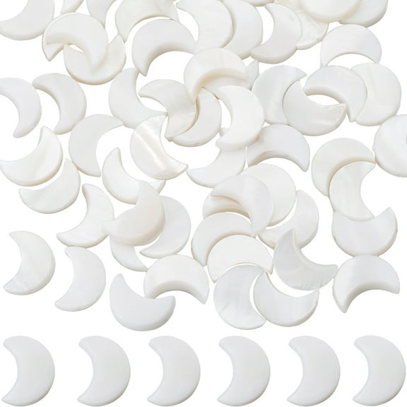 1 Box 1 Box 66Pcs Moon Beads Natural Shell Beads Freshwater Flat White Seashell Sea Summer Hawaiian Style Crescent Spacer Beads for Jewelry Making Bead Assortments DIY Necklaces Bracelets