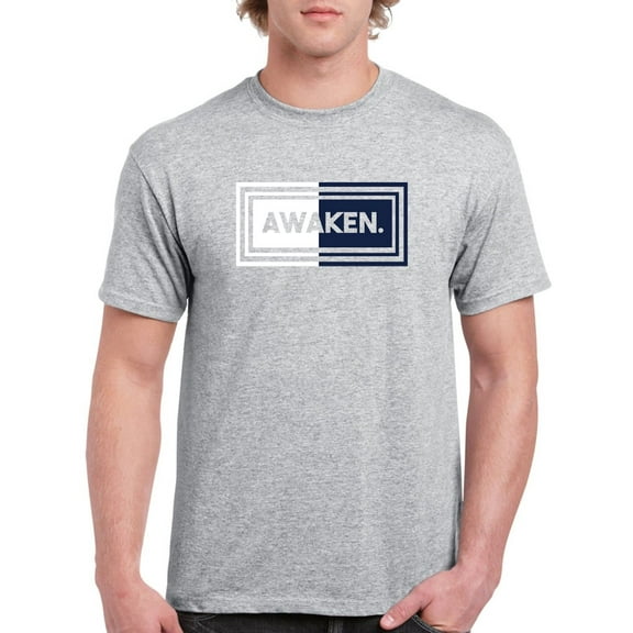 Awaken Slogan In A Rectangle T-Shirt Men -GoatDeals Designs, Male Small