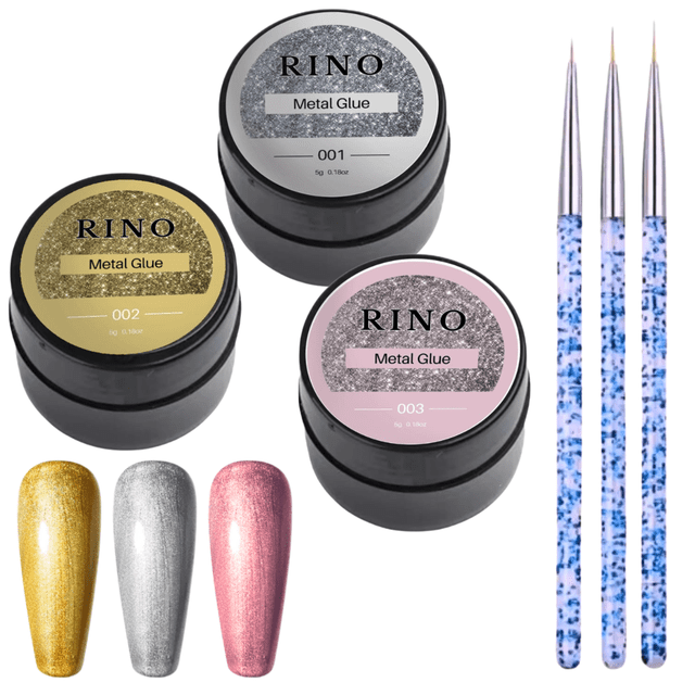 Set 3 Gel Painting Diseño Metalico Decoracion Uñas 3D Plata Universoenlinea