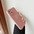 thumbnail image 5 of Compatible with iPhone 13 6.1 inch Case,Cute Love Heart Pattern Liquid Silicone Soft Case for Girls Women Side Plated Heart Phone Case,Brown, 5 of 5