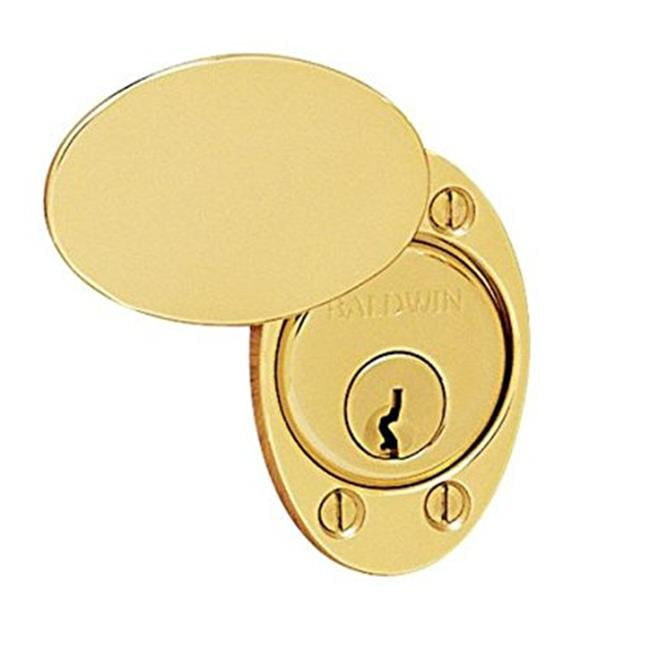 Baldwin 6755003 Oval Cylinder Lock Cover Plate, Lifetime Polished Brass